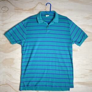 VTG‎ L.L. Bean Polo Shirt Men’s L Tall Blue Purple Stripe Y2K 90s Preppy Casual